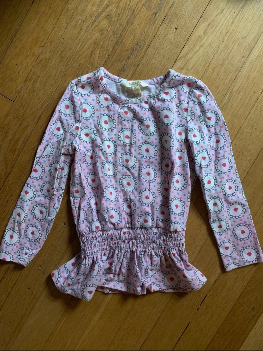 Matilda Jane Pink Heart Circle Peplum Long Sleeve Top
